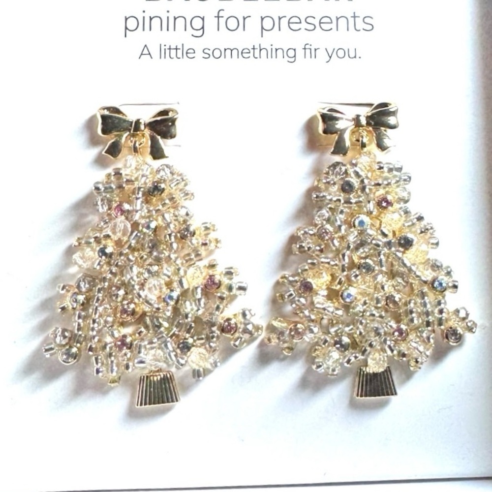 BaubleBar Festive Gold Tree Beaded Earrings